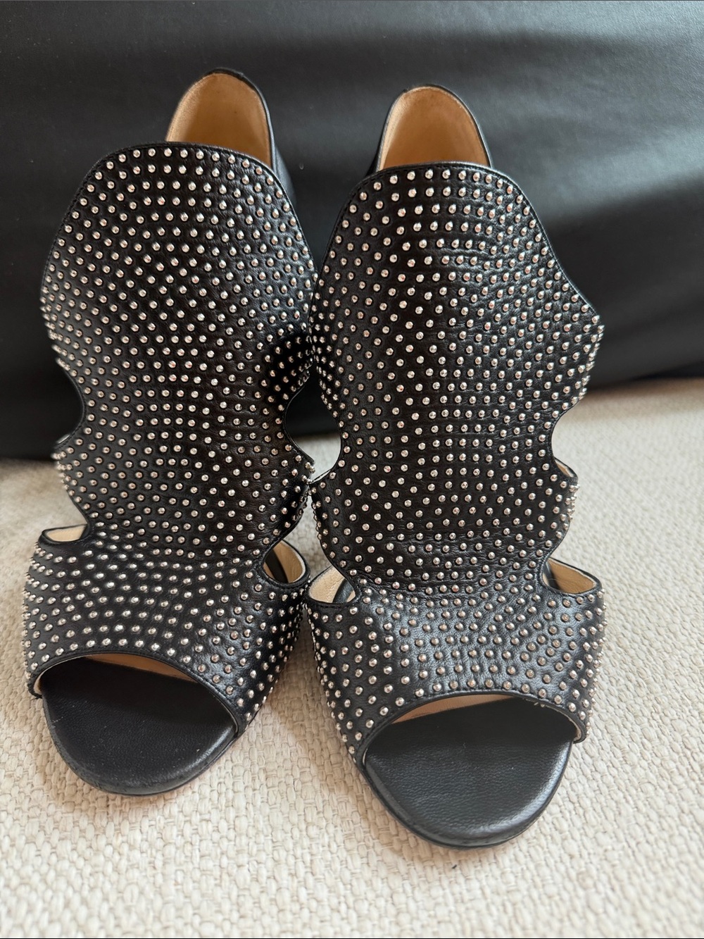 Jimmy Choo Black Studded Cutout High Heel Sandals - Picture 5 of 7